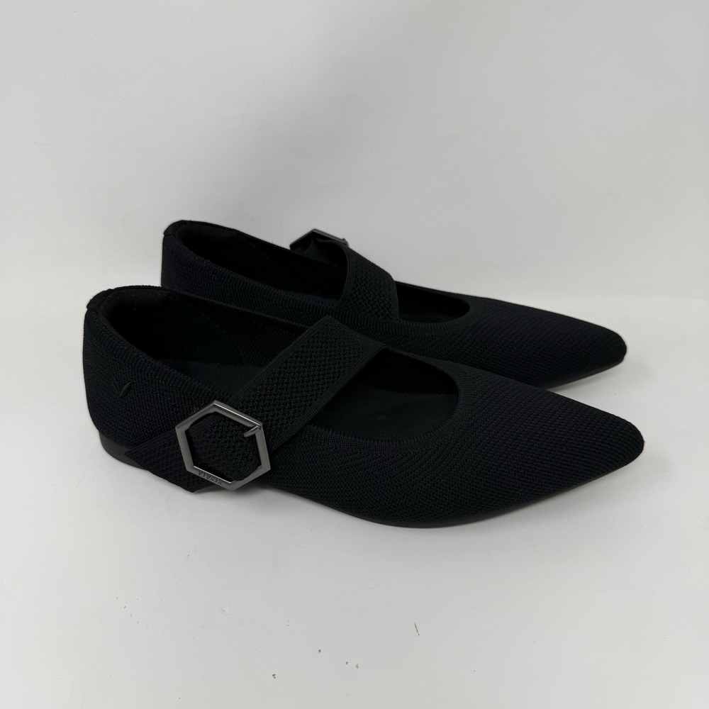 Vivaia Maria Pointed Toe Mary Jane Flats EU 37. 5 US 7 Black Classic Comfort